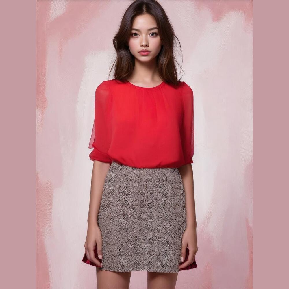 Ruby Rox Girls Dress Size Small Coral Black Gray‎ Tribal Knit